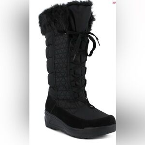Women's Black Quilted Winter Boots